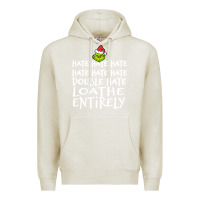 Oatmeal Heather Loathe Entirely Grinch For Light Hate hate hate happy christmas Premium Hoodie - linhVisuals