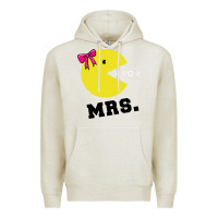 Oatmeal Heather Mrs Pacman Premium Hoodie - linhVisuals