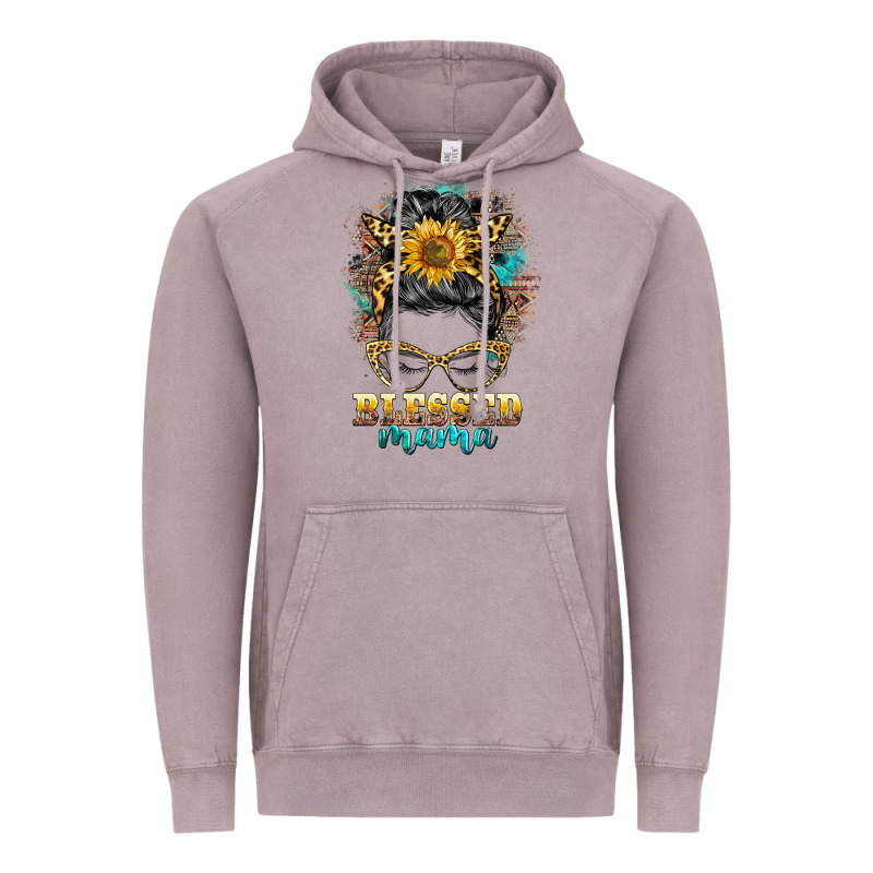 Blessed Mama Messy Bun Vintage Hoodie by BarkalooDesign | Teevron