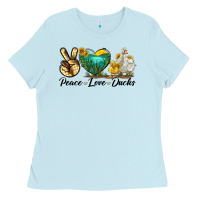 Baby Blue Peace Love Ducks Ladies Tee - LillyAllenDesigns