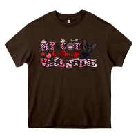 Chocolate Brown my cat is my valentine Heavy Core Tee - FaDigitalArtStudio