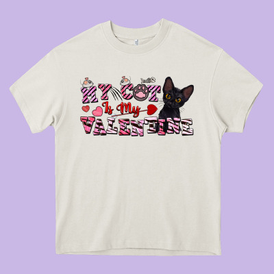 My Cat Is My Valentine Heavy Core Tee Designed By Fadigitalartstudio