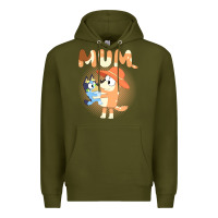 Army Green Bluey Mum Premium Hoodie - linhVisuals