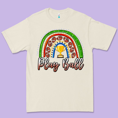 Play Ball Football Rainbow Premium Tee Designed By Cowhidedigitalart