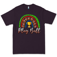Plum Play Ball Football Rainbow Premium Tee - CowhideDigitalArt