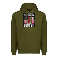 Army Green my favorite firefighter calls me sister. Premium Hoodie - linhVisuals