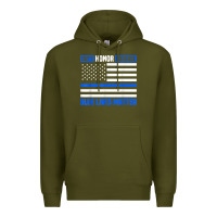Army Green blue lives matter for police officer Premium Hoodie - linhVisuals