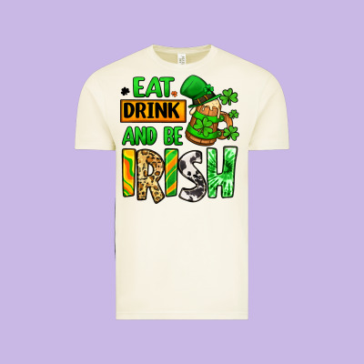 Eat Drink And Be Irish St. Patrick's Vintage Tee Designed By Lillyallendesigns