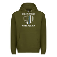 Army Green national police week shirt vintage blue line american flag Premium Hoodie - linhVisuals