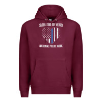 Burgundy national police week shirt vintage blue line american flag Premium Hoodie - linhVisuals
