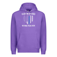 Purple national police week shirt vintage blue line american flag Premium Hoodie - linhVisuals