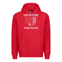 Red national police week shirt vintage blue line american flag Premium Hoodie - linhVisuals