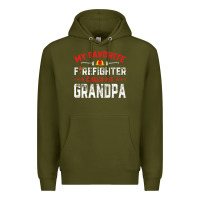 Army Green mens father's day my favorite firefighter calls me grandpa premium Premium Hoodie - linhVisuals