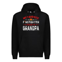 Black mens father's day my favorite firefighter calls me grandpa premium Premium Hoodie - linhVisuals