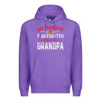 Purple mens father's day my favorite firefighter calls me grandpa premium Premium Hoodie - linhVisuals