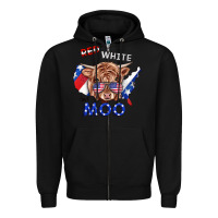 Black Red White And Moo Cow Zipper Hoodie - RanaPortraitStore