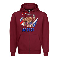 Burgundy Red White And Moo Cow Zipper Hoodie - RanaPortraitStore