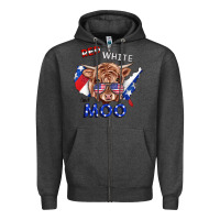 Charcoal Heather Red White And Moo Cow Zipper Hoodie - RanaPortraitStore