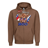 Chestnut Red White And Moo Cow Zipper Hoodie - RanaPortraitStore