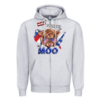 Heather Grey Red White And Moo Cow Zipper Hoodie - RanaPortraitStore