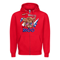 Red Red White And Moo Cow Zipper Hoodie - RanaPortraitStore