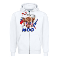 White Red White And Moo Cow Zipper Hoodie - RanaPortraitStore