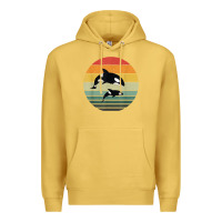 Antique Gold orca family vintage retro art, killer whale family Premium Hoodie - linhVisuals