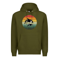 Army Green orca family vintage retro art, killer whale family Premium Hoodie - linhVisuals