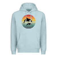 Blue Mist orca family vintage retro art, killer whale family Premium Hoodie - linhVisuals