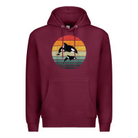 Burgundy orca family vintage retro art, killer whale family Premium Hoodie - linhVisuals