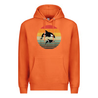 Carrot orca family vintage retro art, killer whale family Premium Hoodie - linhVisuals
