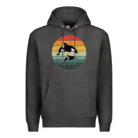 Charcoal Heather orca family vintage retro art, killer whale family Premium Hoodie - linhVisuals