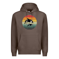 Coffee orca family vintage retro art, killer whale family Premium Hoodie - linhVisuals