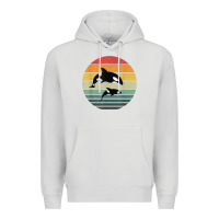 Dove Grey orca family vintage retro art, killer whale family Premium Hoodie - linhVisuals