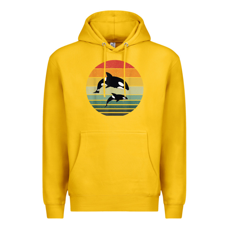 Orca Family Vintage Retro Art, Killer Whale Family Premium Hoodie by linhVisuals | Teevron