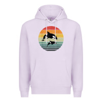 Lilac orca family vintage retro art, killer whale family Premium Hoodie - linhVisuals