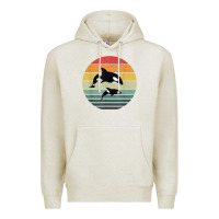 Oatmeal Heather orca family vintage retro art, killer whale family Premium Hoodie - linhVisuals