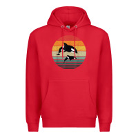 Red orca family vintage retro art, killer whale family Premium Hoodie - linhVisuals
