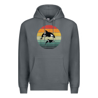 Rock orca family vintage retro art, killer whale family Premium Hoodie - linhVisuals