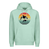 Seafoam orca family vintage retro art, killer whale family Premium Hoodie - linhVisuals