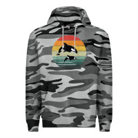 Slate Camo orca family vintage retro art, killer whale family Premium Hoodie - linhVisuals