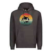 Smoke orca family vintage retro art, killer whale family Premium Hoodie - linhVisuals