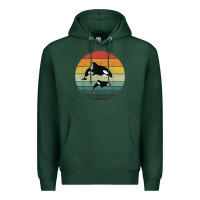 Sports Green orca family vintage retro art, killer whale family Premium Hoodie - linhVisuals