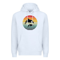 White orca family vintage retro art, killer whale family Premium Hoodie - linhVisuals