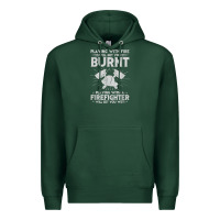 Sports Green playing with fire will get you burnt fireman firefighter fun Premium Hoodie - linhVisuals