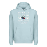 Blue Mist police & firefighter mom, i raised mine fireman mothers day Premium Hoodie - linhVisuals