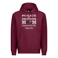 Burgundy police & firefighter mom, i raised mine fireman mothers day Premium Hoodie - linhVisuals