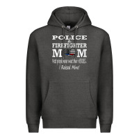 Charcoal Heather police & firefighter mom, i raised mine fireman mothers day Premium Hoodie - linhVisuals