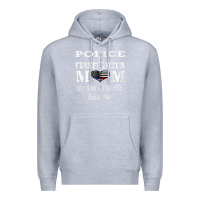 Heather Grey police & firefighter mom, i raised mine fireman mothers day Premium Hoodie - linhVisuals