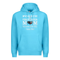 Ocean Blue police & firefighter mom, i raised mine fireman mothers day Premium Hoodie - linhVisuals